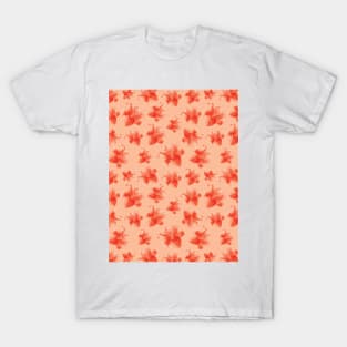 Red Lily Flower on Peach fuzz T-Shirt